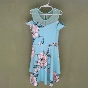 Speechless Kids Mint colored cold shoulder sleeve tiered dress
